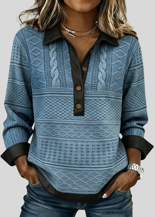 Vivian | Sudadera con Cuello y Tapeta de Botones