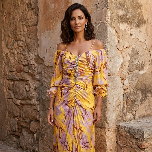 Gregoria™ | Vestido Largo Floral con Escote Profundo