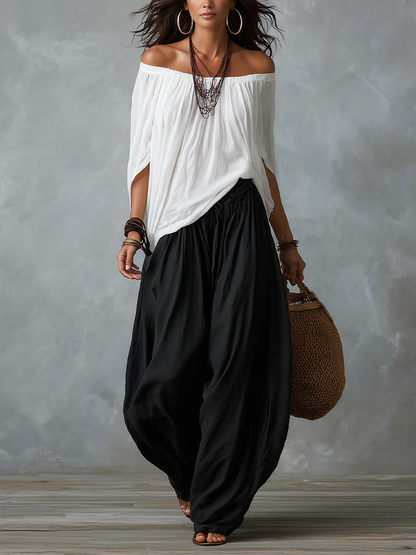 Luna | Conjunto con Hombros Descubiertos y Pantalón Fluido