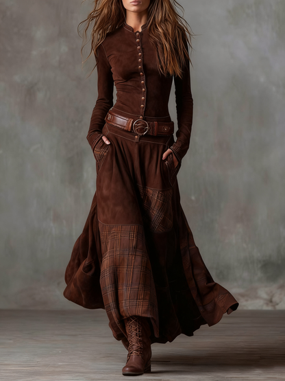 Élise | Maxivestido de Ante con Cinturón
