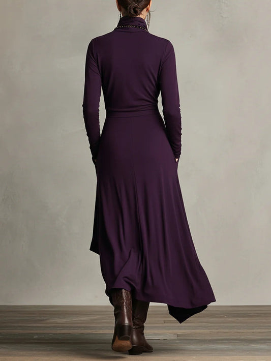 Arielle | Vestido Vintage Asimétrico de Cuello Alto