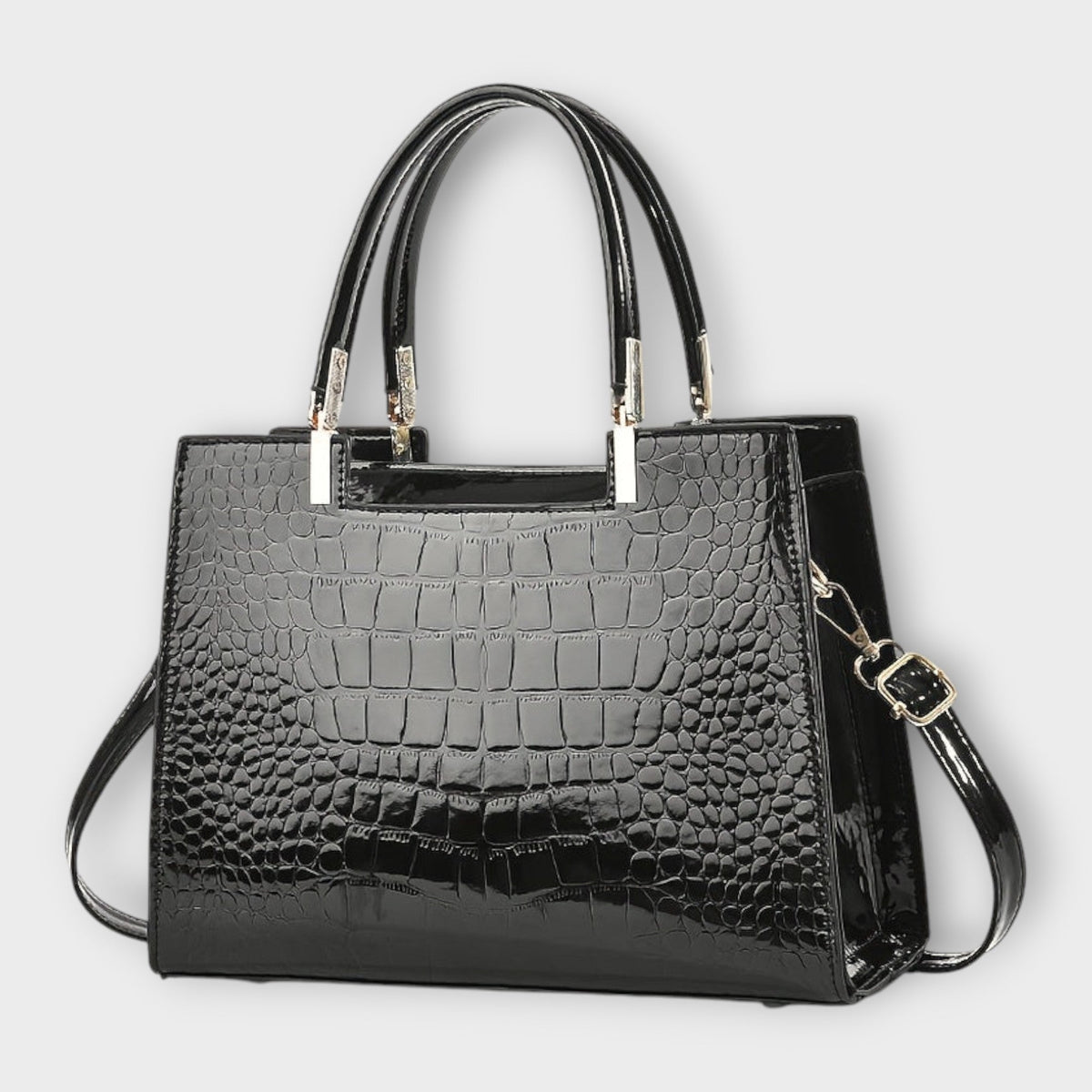 Erain - Bolso brillante en piel con grabado de cocodrilo