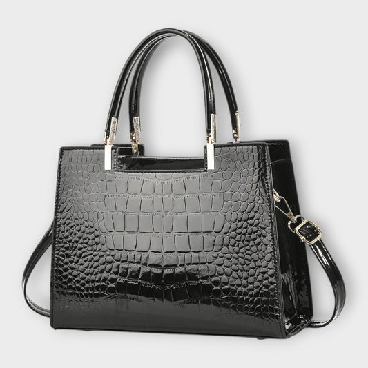 Erain - Bolso brillante en piel con grabado de cocodrilo