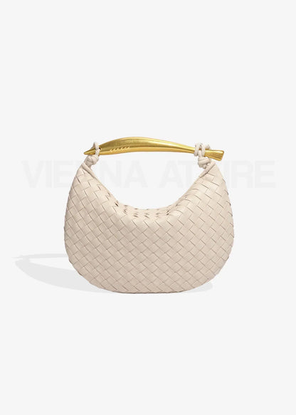 Alejandra – Bolso trenzado con asa dorada