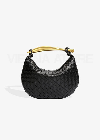 Alejandra – Bolso trenzado con asa dorada