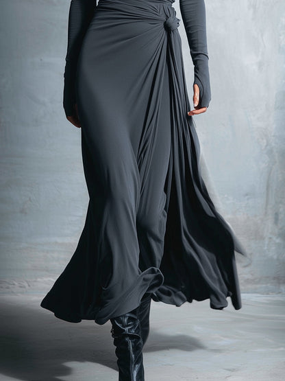 Naomie | Maxivestido Cruzado con Nudo de Seda