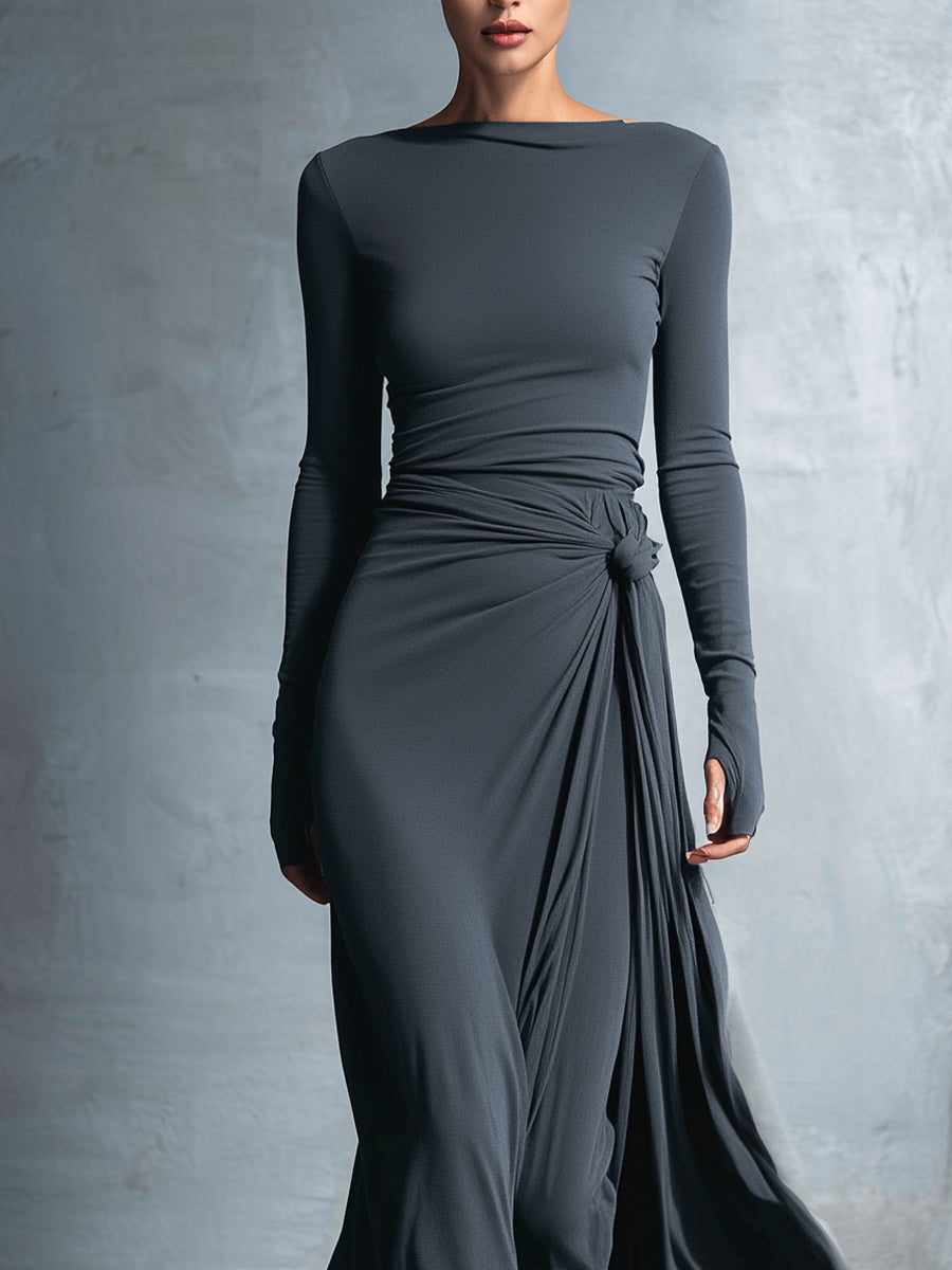 Naomie | Maxivestido Cruzado con Nudo de Seda