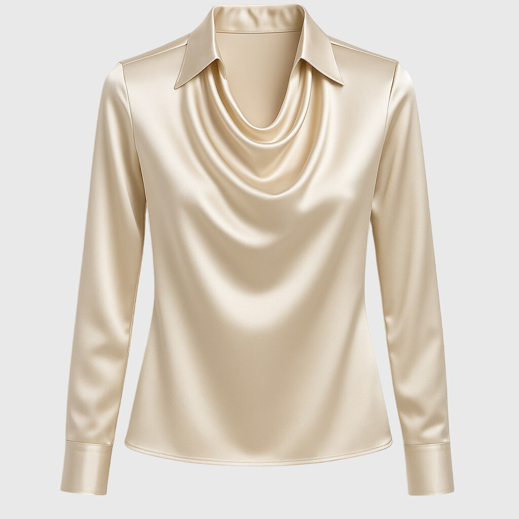 Silvia | Blusa de Lujo con Brillo y Cuello Plisado