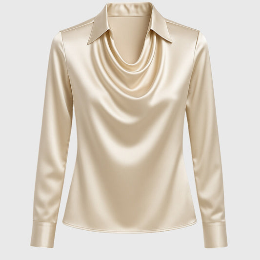 Silvia | Blusa de Lujo con Brillo y Cuello Plisado