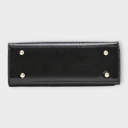 Erain - Bolso brillante en piel con grabado de cocodrilo