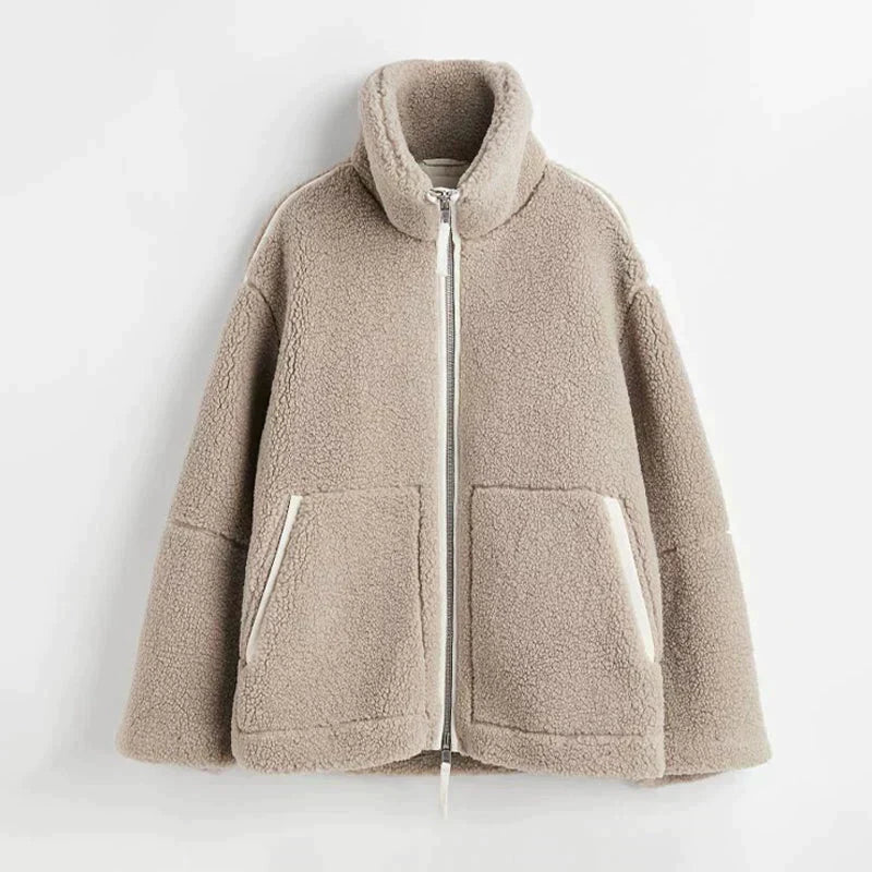 Silvia | Chaqueta Teddy Oversize de Cuello Alto