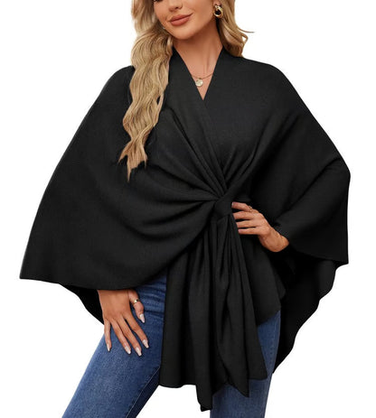 Maegan | Elegante chal tipo poncho con suave apertura frontal