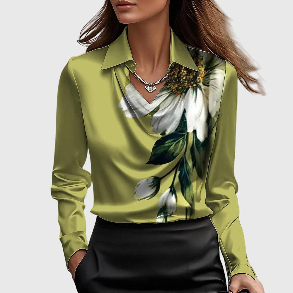 Silvia | Blusa de Lujo con Brillo y Cuello Plisado