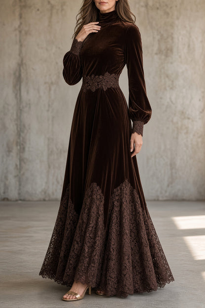 Giselle | Vestido largo con ribetes de encaje