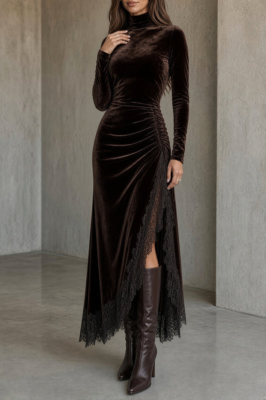 Sienna | Vestido asimétrico de encaje y terciopelo
