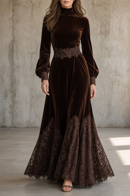Giselle | Vestido largo con ribetes de encaje
