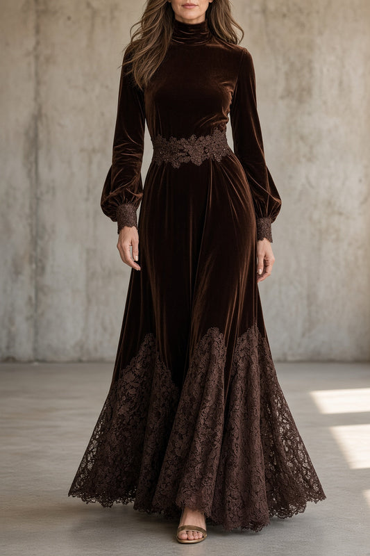 Giselle | Vestido largo con ribetes de encaje