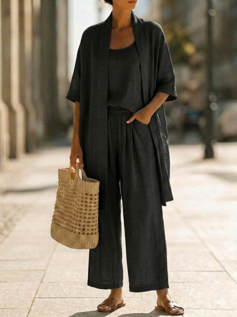 Isa | Conjunto de tres piezas elegante sin esfuerzo