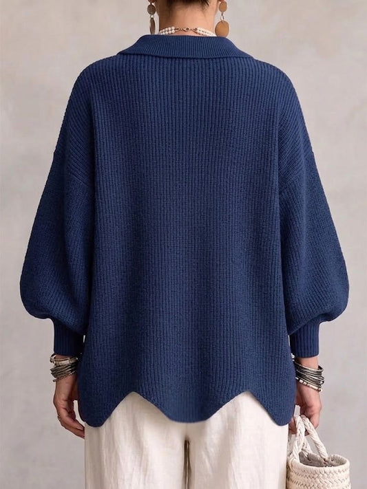 Isadora | Cárdigan Oversize con Cuello y Botones Metálicos Grandes