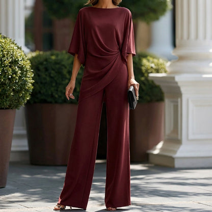 Gabriella | Conjunto de Blusa Drapeada y Pantalón Ancho