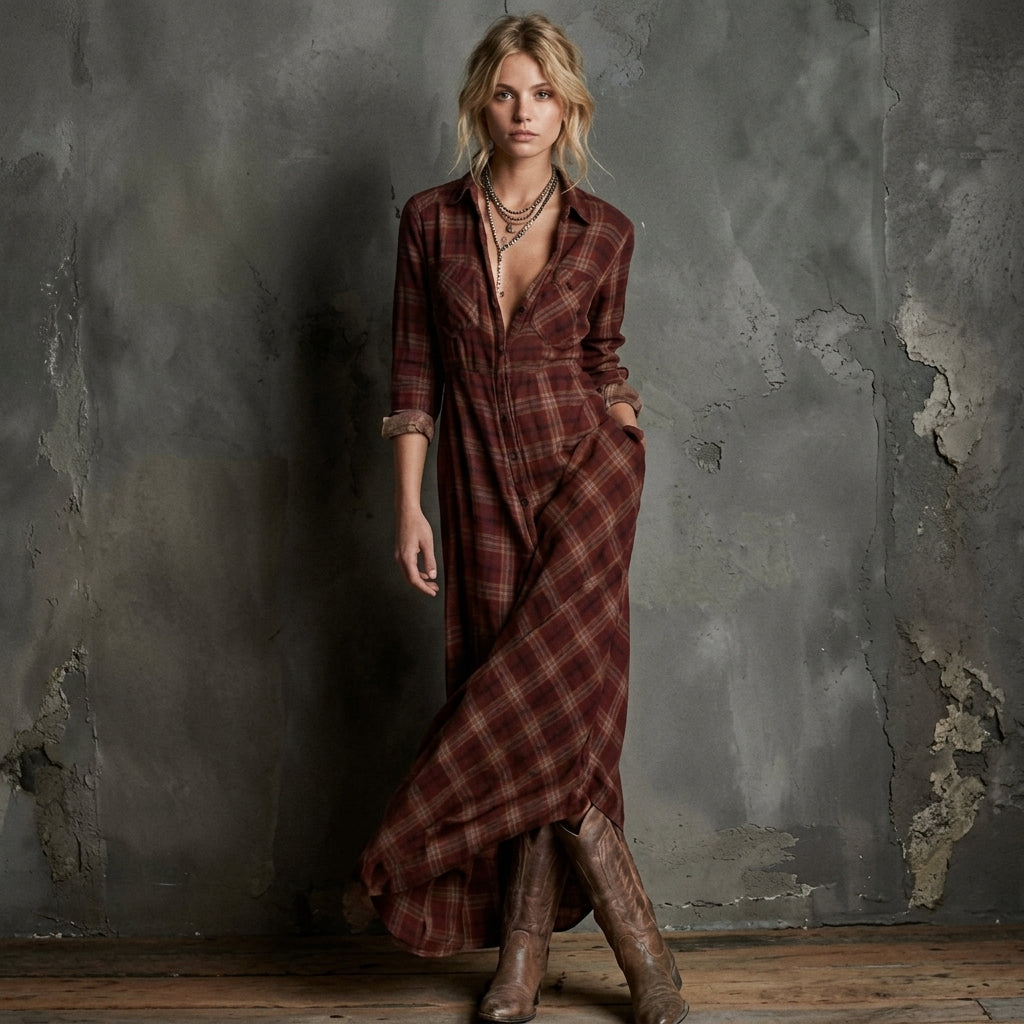 Valentine | Vestido Largo de Cuadros