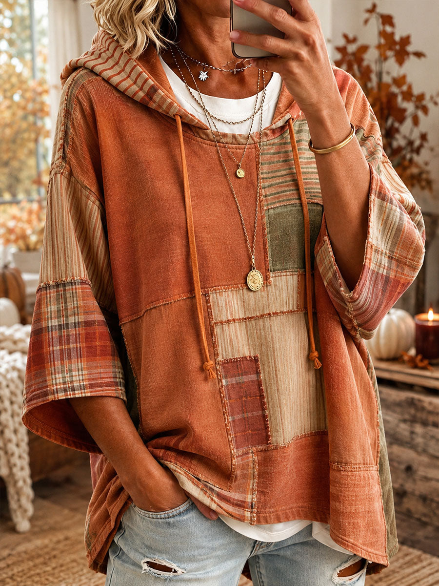 Sorina | Sudadera Oversize de Patchwork en Tonos Otoñales