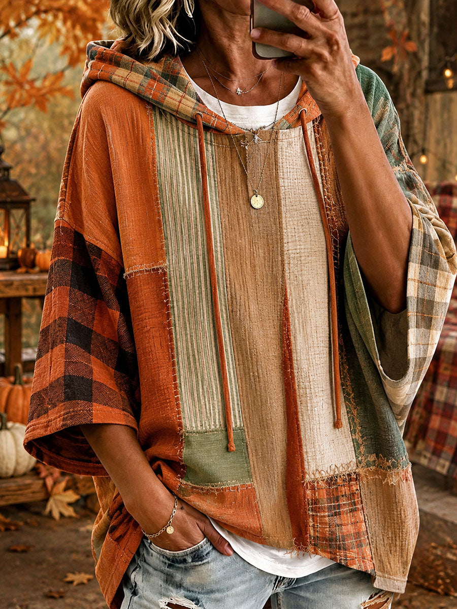 Andrea | Sudadera Oversize de Patchwork en Tonos Otoñales