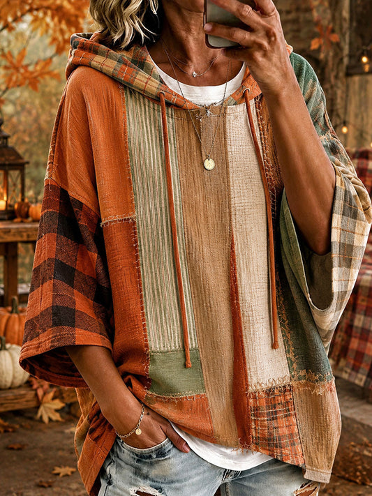 Andrea | Sudadera Oversize de Patchwork en Tonos Otoñales