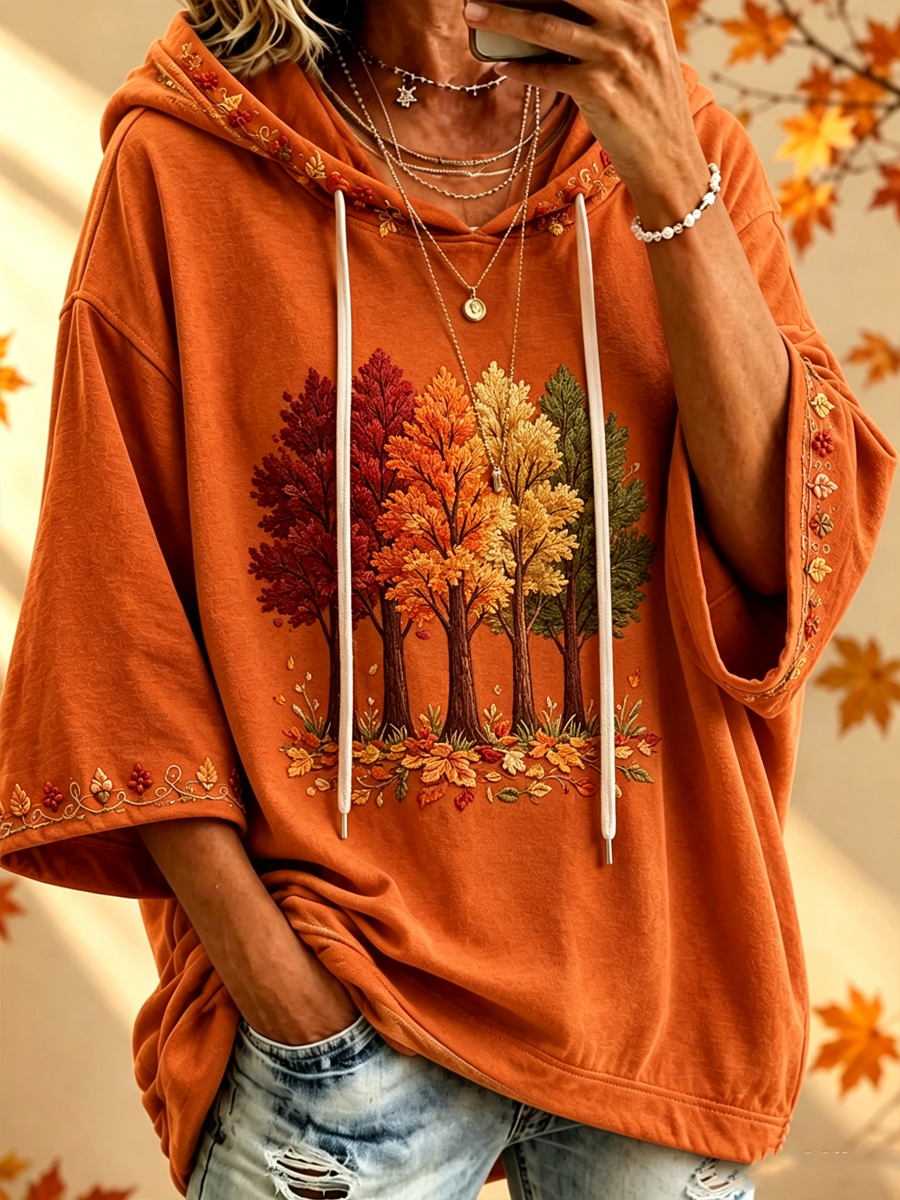 María | Sudadera Oversize con Estampa Otoñal