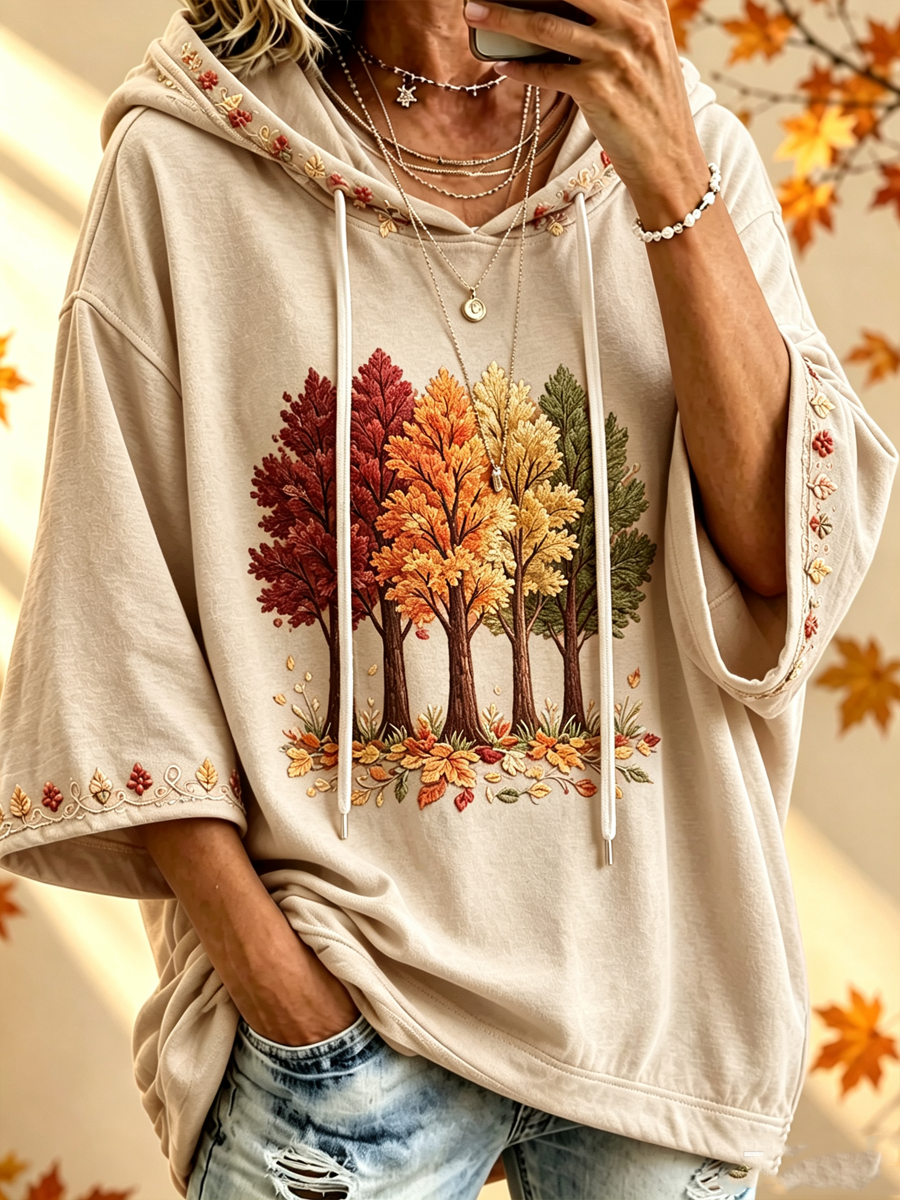 María | Sudadera Oversize con Estampa Otoñal