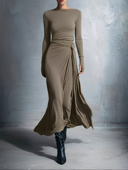 Naomie | Maxivestido Cruzado con Nudo de Seda