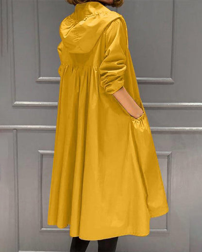 Kathleen | Gabardina Larga con Capucha y Cremallera